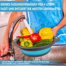 Faltbarer Silikon Seiher Set 3 Größen Blau 24.6/29.2/34cm 3