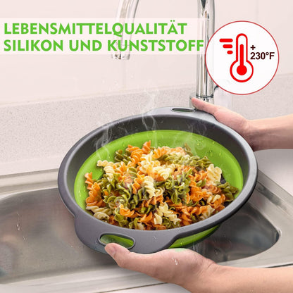WALFOS Faltbares Silikon Küchensieb Set Grün 3er Pack