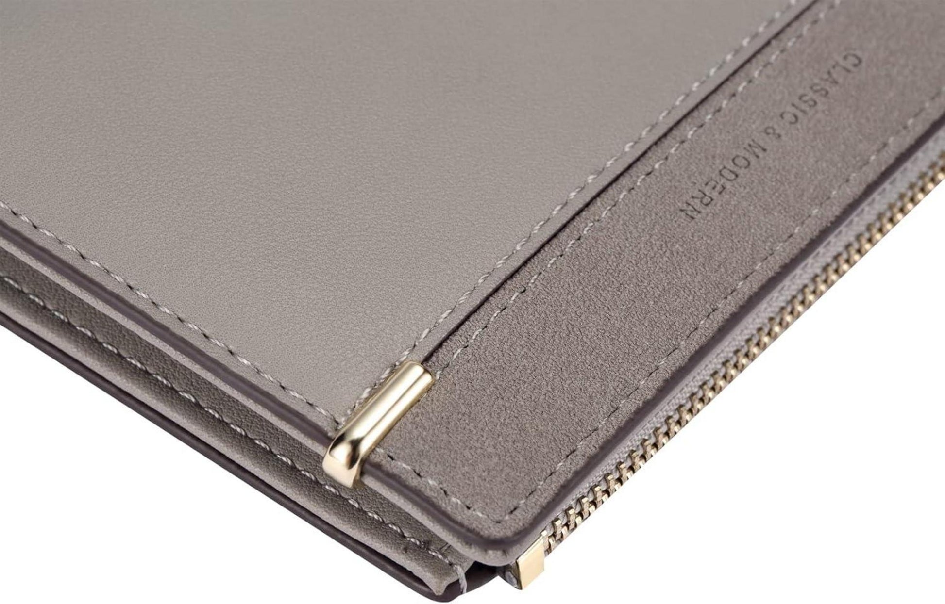 Damen Geldbörse Grau aus Weichem Leder, Klein und Praktisch