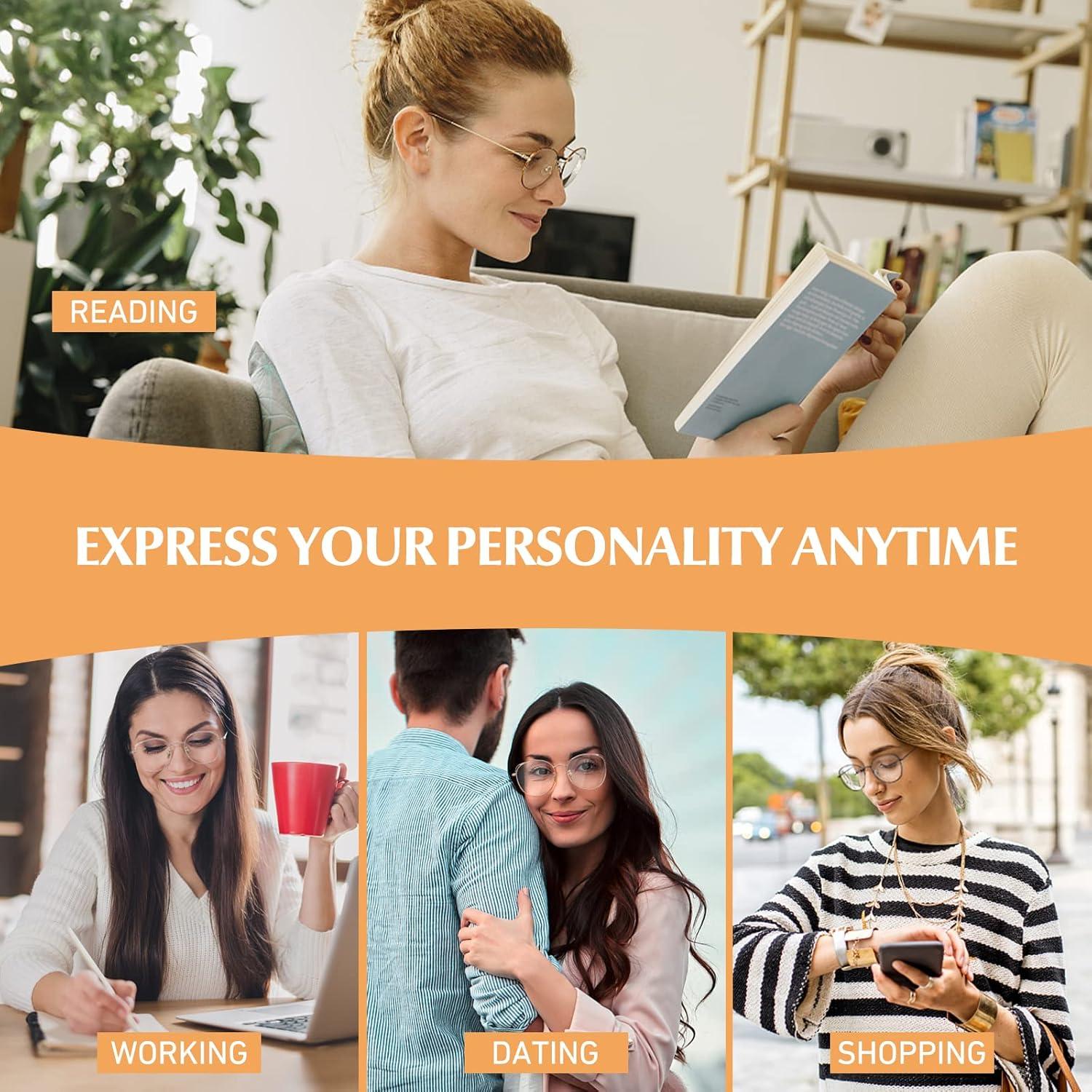 LINVO Katzenaugen Vintage Damen Brille Metallgestell Brillenfassung