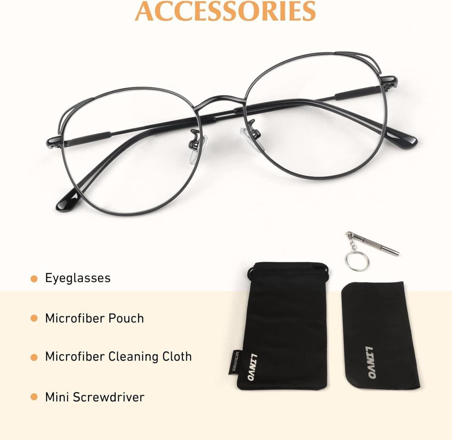 LINVO Katzenaugen Vintage Damen Brille Metallgestell Brillenfassung