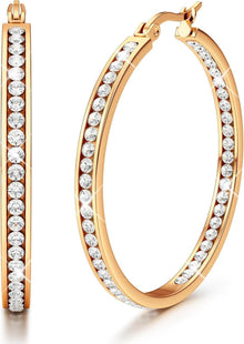 Adramata Edelstahl Creolen Damen AAA Zirkonia Ohrringe 60mm