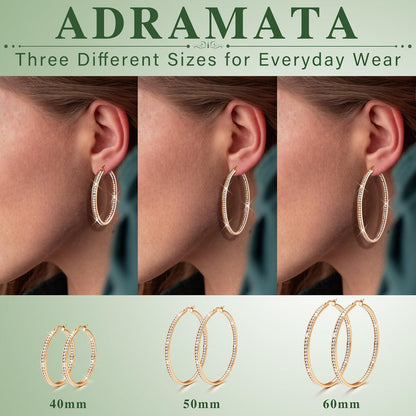 Adramata Edelstahl Damen Creolen mit AAA Zirkonia 40mm Rosegold