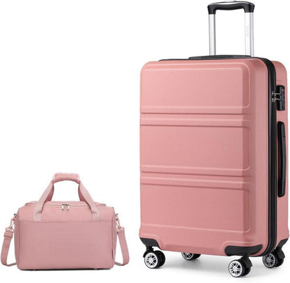Groß Reisekoffer Set mit Ryanair Reisetasche, Rosegold 74cm