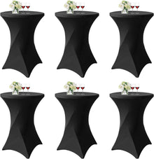 6er-Set Schwarz Stretch Stehtisch Husse Bistrotisch Ø 80-85 cm Spandex