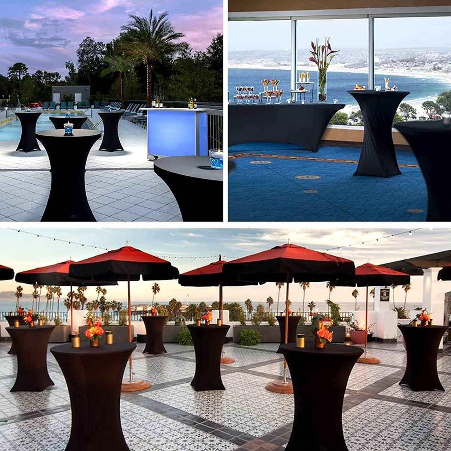 6er-Set Schwarze Stretch Stehtisch Hussen 80-85cm - Spandex Tischdecke mit