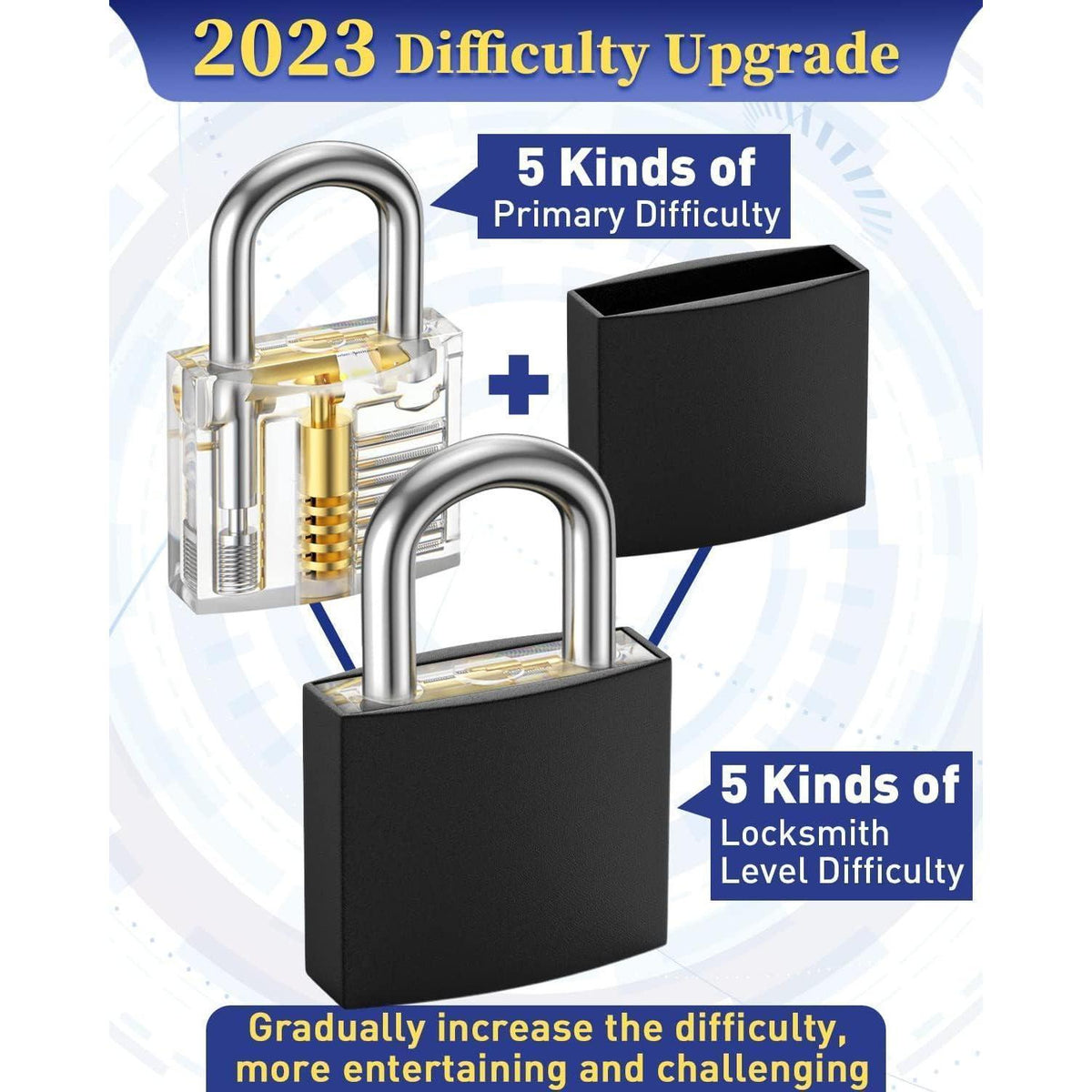 Lockpicking Set mit 38+4 Teilen & transparenten Schlössern