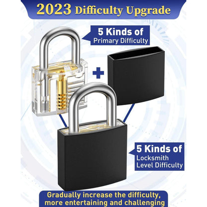 Lockpicking Set mit 38+4 Teilen & transparenten Schlössern