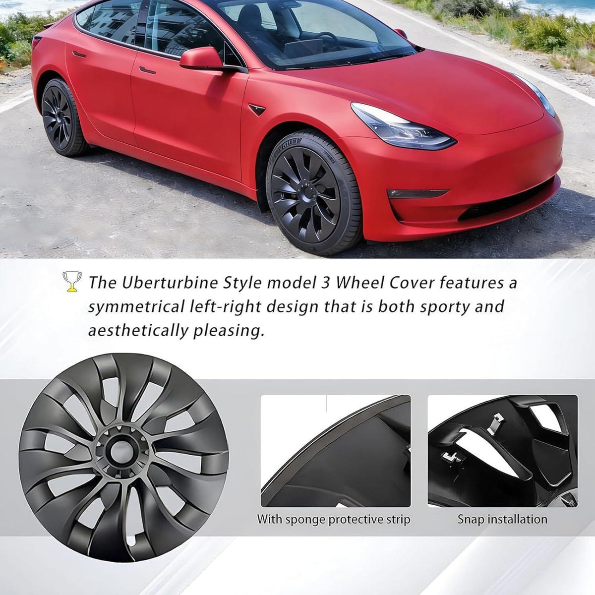 Radkappen Tesla Model 3 18 Zoll Mattschwarz Aero