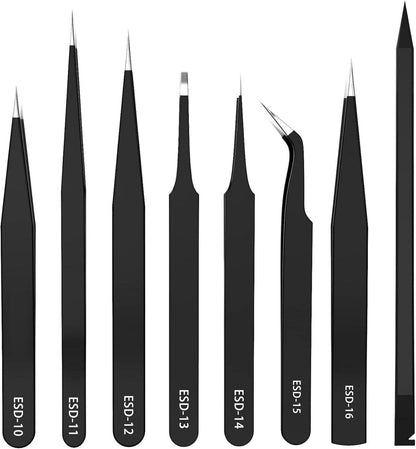 7Stk ESD Pinzetten Set Edelstahl Antistatisch Präzisionswerkzeug