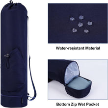 Yogatasche Damen mit Nassfach und Flaschentasche Navy Blau