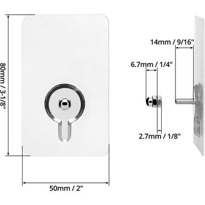 15 Stück transparente Klebeschrauben 14mm - 5 x 8 cm - 10 kg