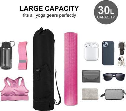 Yogatasche Damen Schwarz Nassfach Verstellbarer Schultergurt Gym Yoga Tasche Pilates Mats