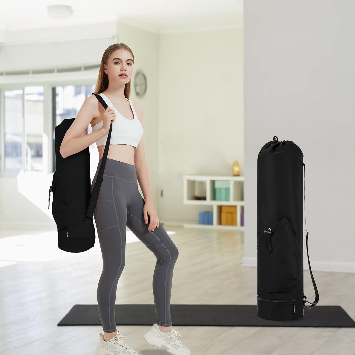 Yogatasche Damen Schwarz mit Nassfach & Flaschenhalter Gym Pilates Yoga