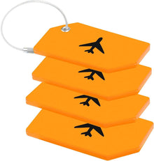 Kofferanhänger mit Adressschild und Edelstahlkabel, 4er Set