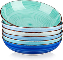 Suppenschalen Set Steingut Pastateller Nudelschalen Blau