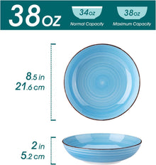 Suppenschalen Set 6er Steingut Bonita Pastateller 38 OZ Blau