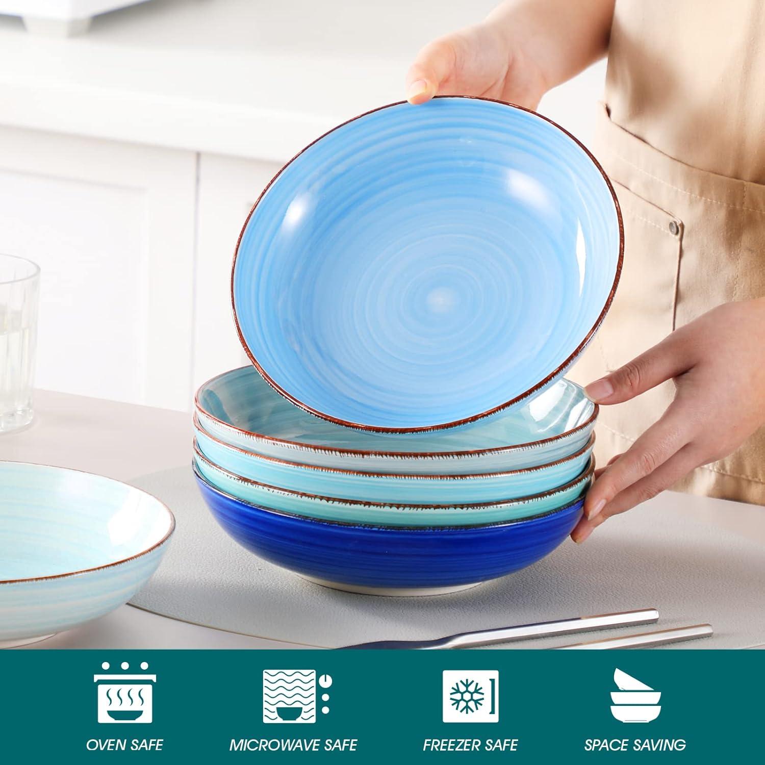 vancasso Bonita Suppenschalen Set, Steingut, 6er Mehrzweckschalen OZ Blau