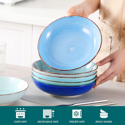 vancasso Bonita Suppenschalen Set, Steingut, 6er Mehrzweckschalen OZ Blau