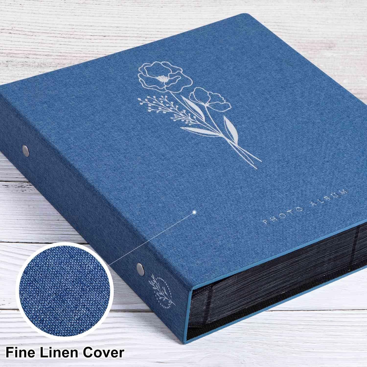 Großes Fotoalbum 1000 Fotos 10x15 Leinen Einstecken Blau