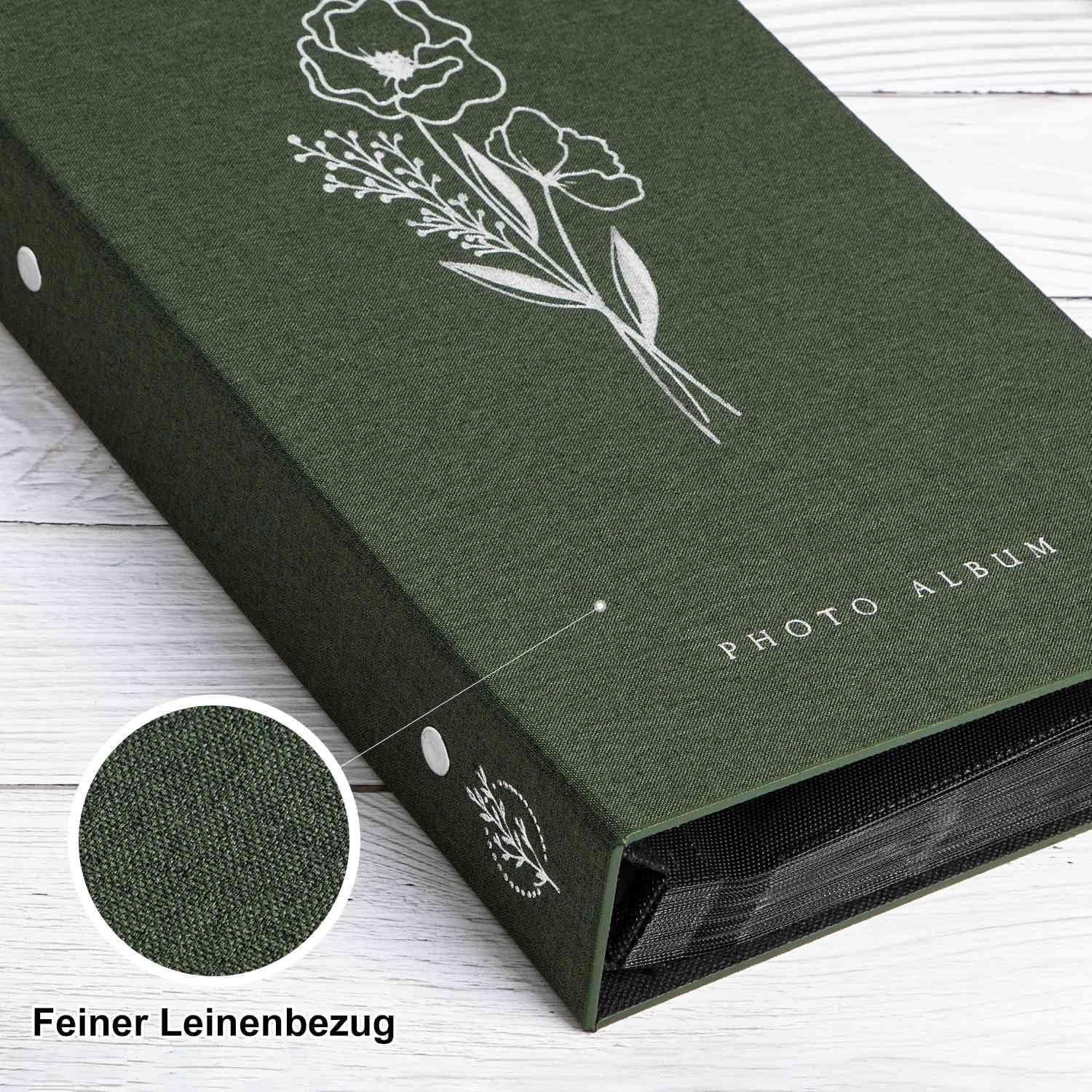Fotoalbum 10x15 300 Taschen Leinen Einsteckalbum Grün