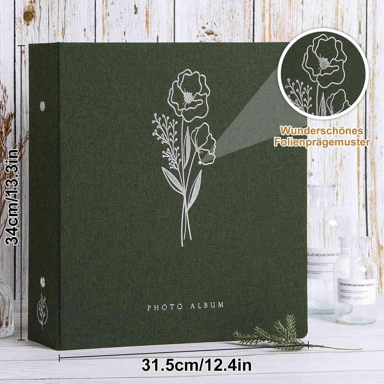 Fotobuch 10x15 1000 Fotos Leinen Einsteckalbum grün XXL