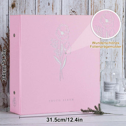Fotoalbum 10x15 Großes Leinen Einsteckalbum 600 Fotos Rosa