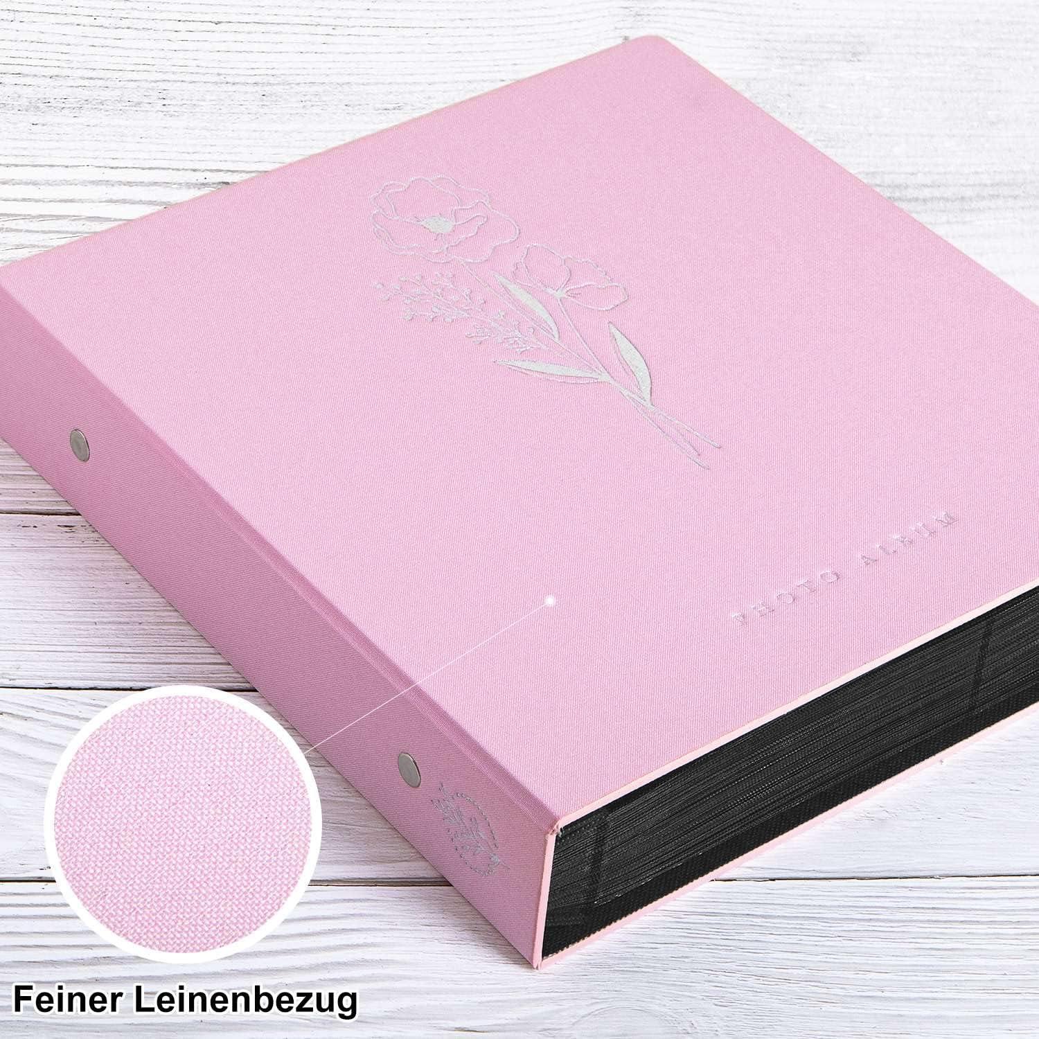 Fotoalbum 10x15 Leinen Einsteckalbum 600 Fotos Rosa