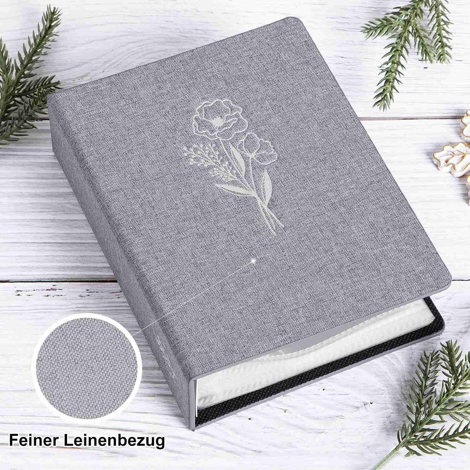 Fotoalbum 10x15 Leinen Einsteckalbum 100 Taschen 2 Pack Grau