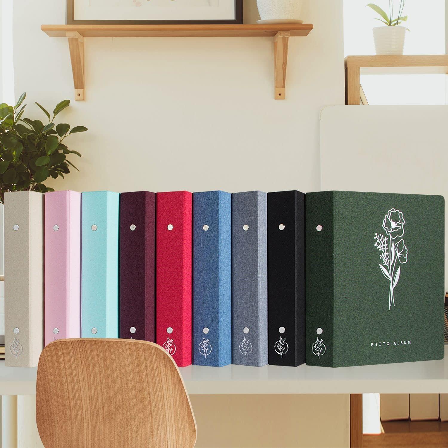 Fotoalbum 10x15 Leinen Einsteckalbum 400 Taschen Hochformat Grau