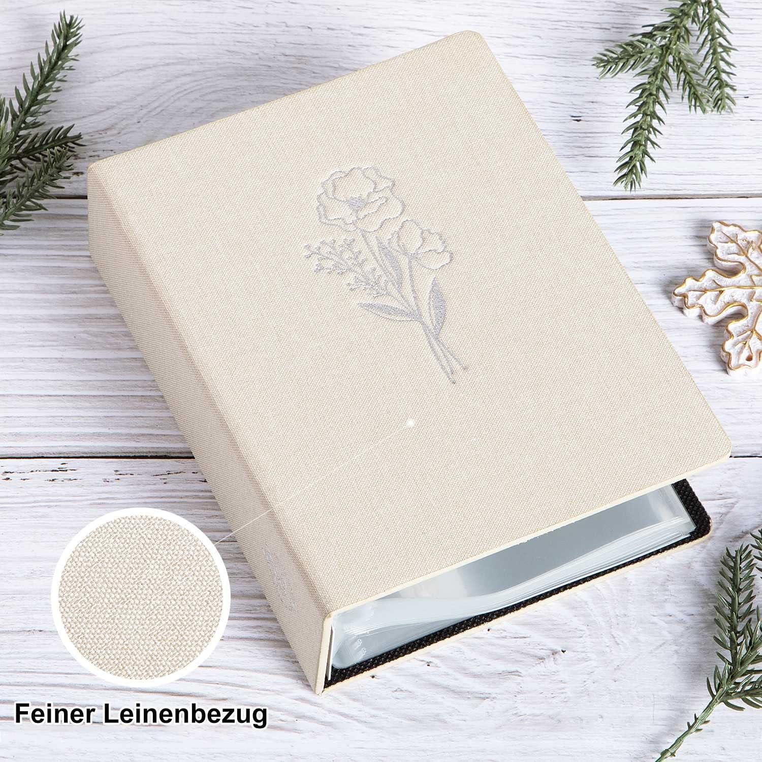 Fotoalbum 10x15 50 Bilder Leinen Einsteckalbum Beige 2