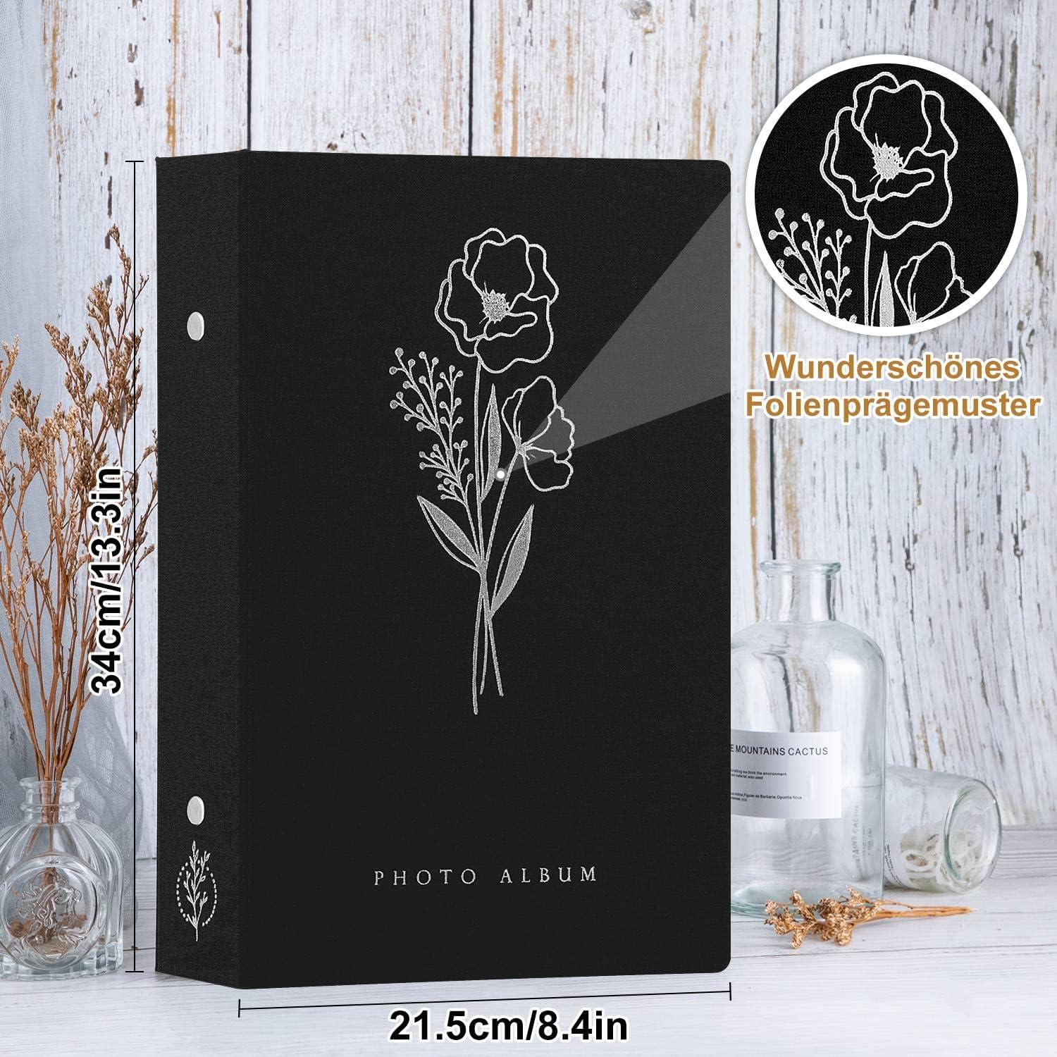 Lanpn Fotoalbum 10x15 Leinen Einsteckalbum 300 Schwarz