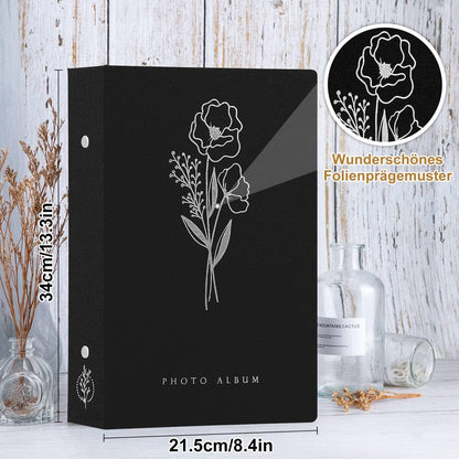 Lanpn Fotoalbum 10x15 Leinen Einsteckalbum 300 Schwarz