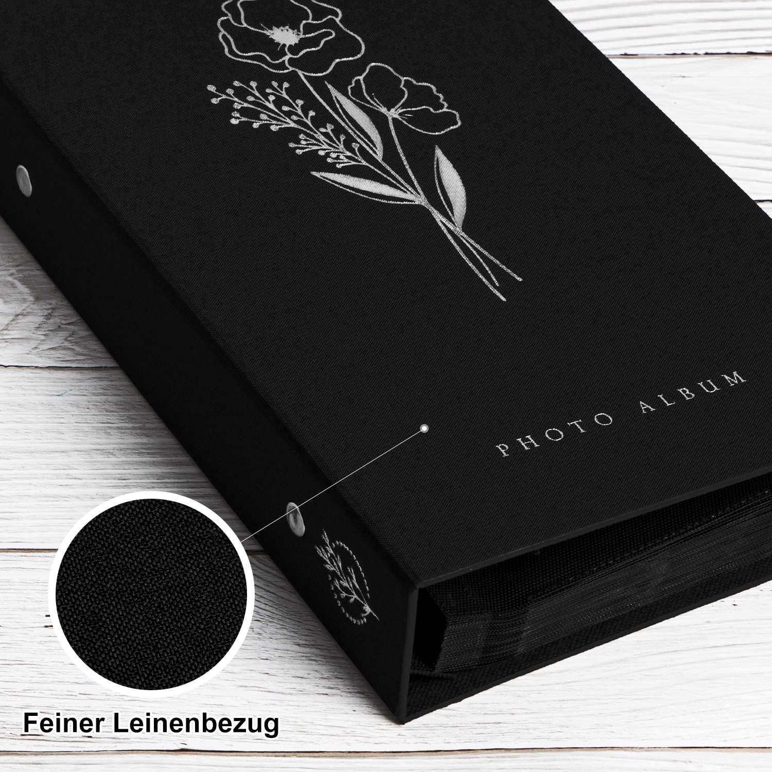 Fotorahmen 300 Taschen 10x15 Leinen Einsteckalbum Schwarz