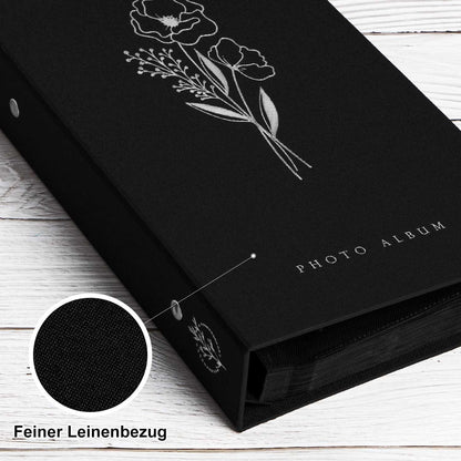 Fotorahmen 300 Taschen 10x15 Leinen Einsteckalbum Schwarz