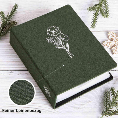 Fotoalbum 10x15cm Leinen Einsteckalbum 50 Taschen grün (2er