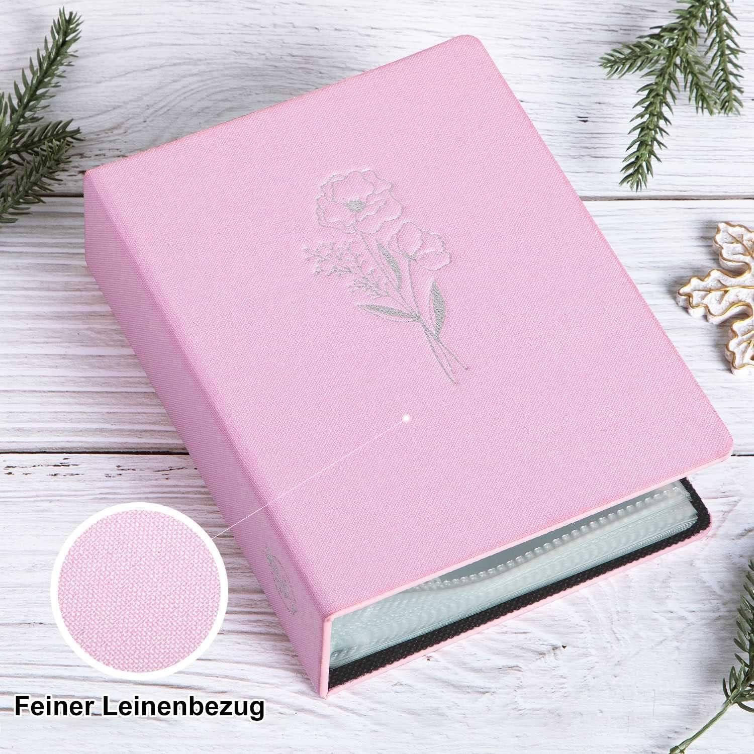 Fotoalbum 10x15cm Leinen Einsteckalbum 50 Taschen 2er Packung Rosa