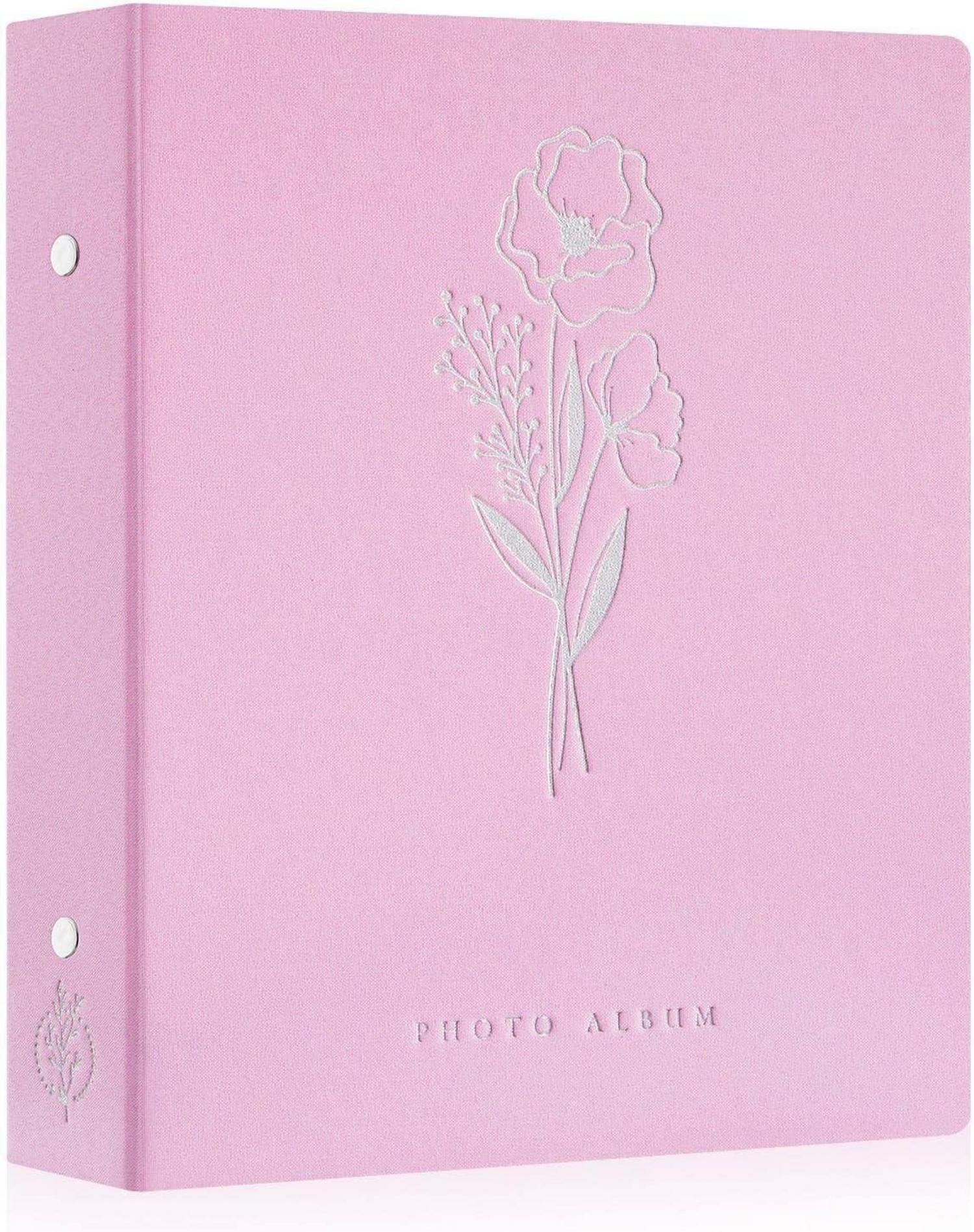 Fotoalbum 10x15cm 50 Taschen Leinen Einsteckalbum Rosa 2er Pack