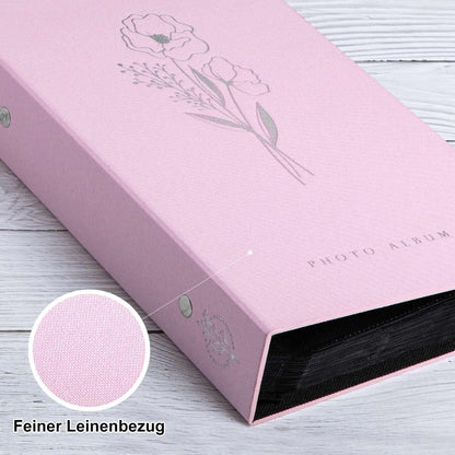 Fotobuch 300 Leinen Einsteckalbum Querformat 10x15 Fotos Rosa