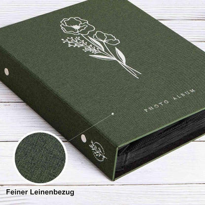 Fotoalbum 10x15 400 Leinen Einsteckalbum Hochformat Grün