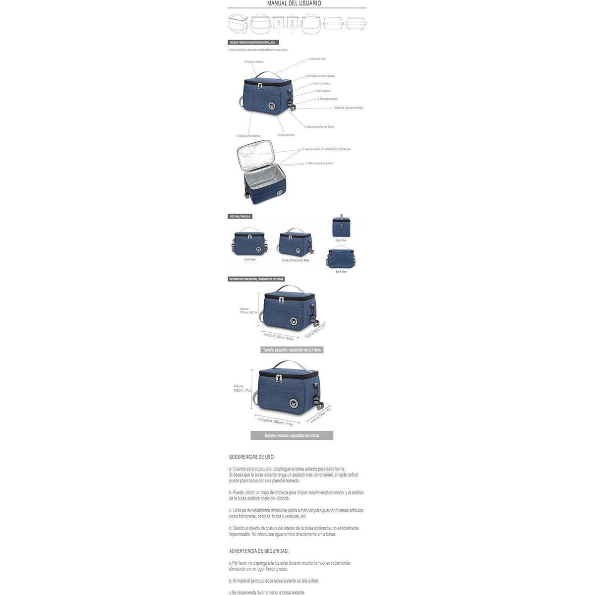 Kühltasche 6.4L – Lunchbox Tasche Blau, Faltbar & Isoliert