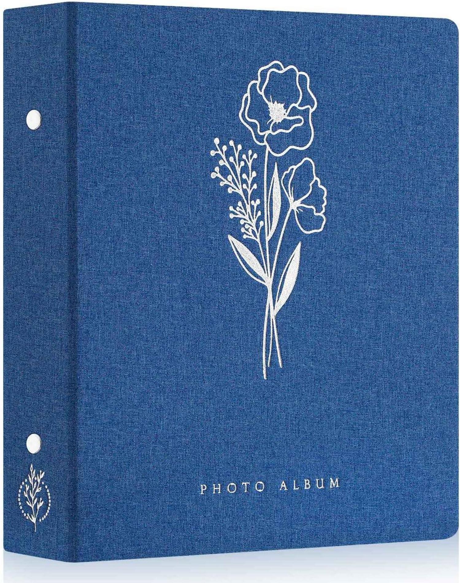 Fotoalbum 10x15 100 Taschen Leinen Hochformat Blau 2 Packungen