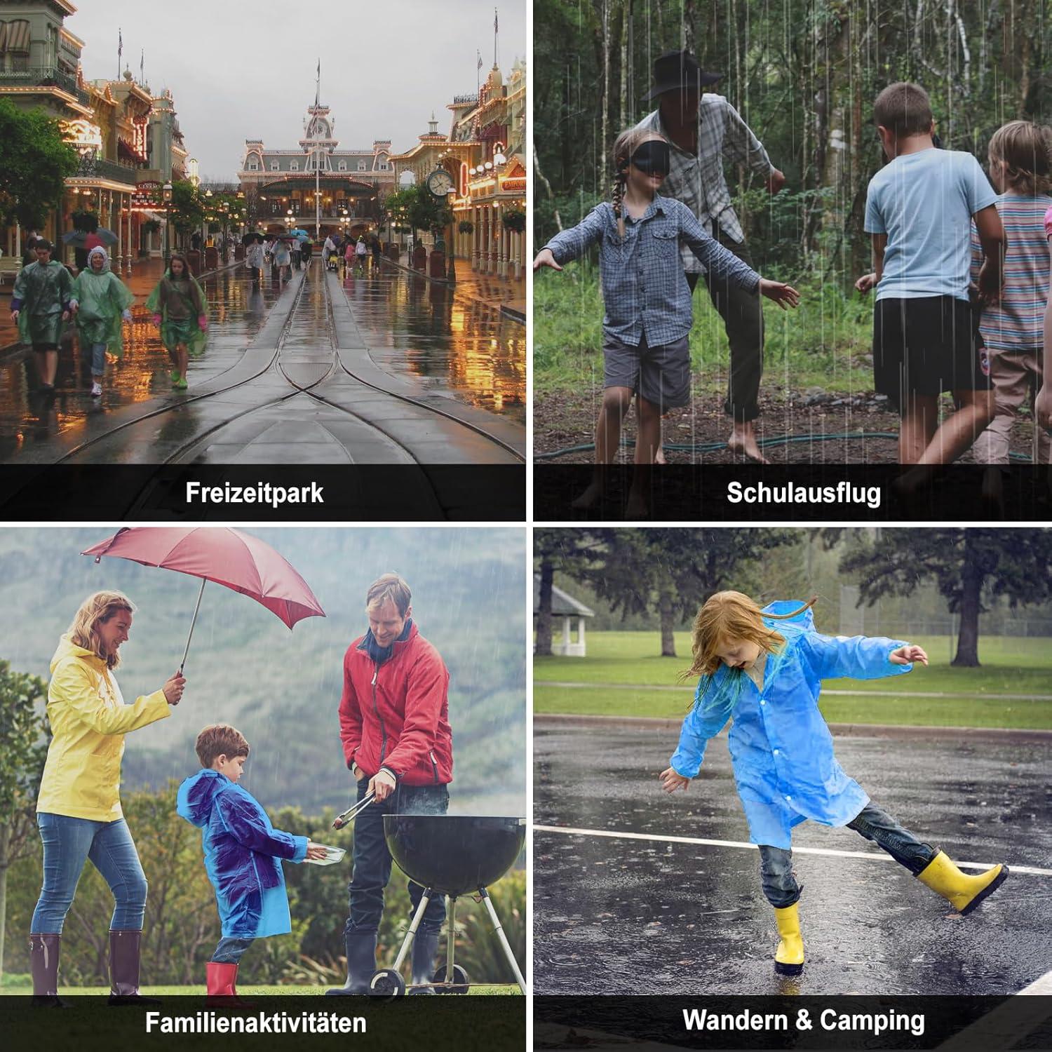 Regenponcho Kinder Wasserdicht Blau 2er Set Kinderponcho Faltbar