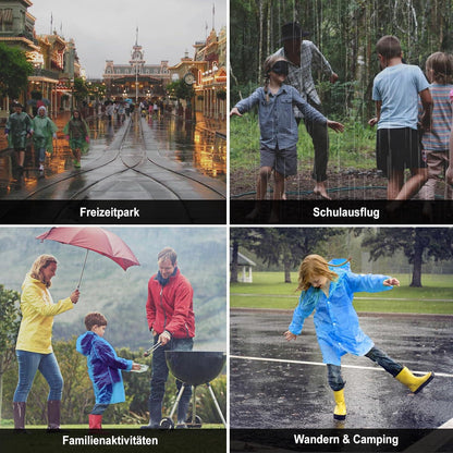 Regenponcho Kinder Wasserdicht Blau 2er Set Kinderponcho Faltbar