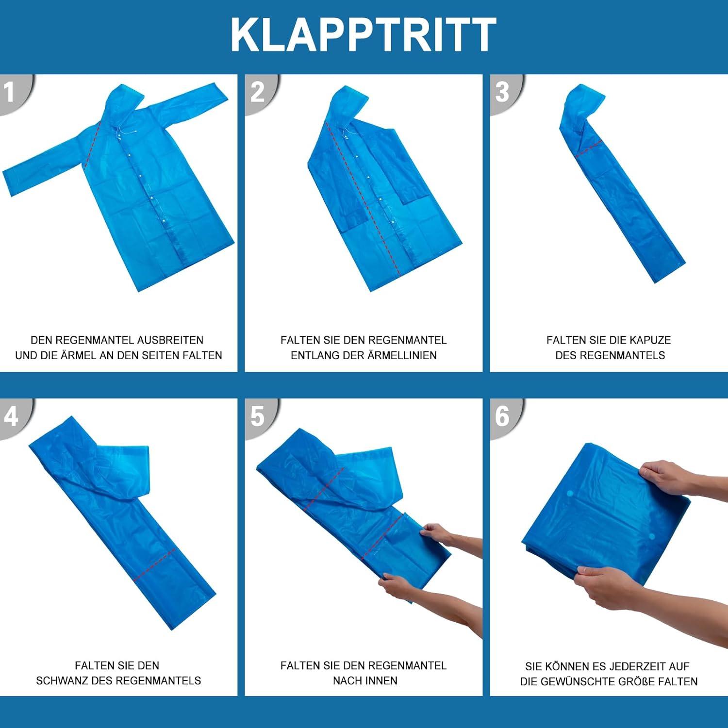 Regenponcho Kinder Wasserdicht Regenmantel Faltbar Blau 2 Stück