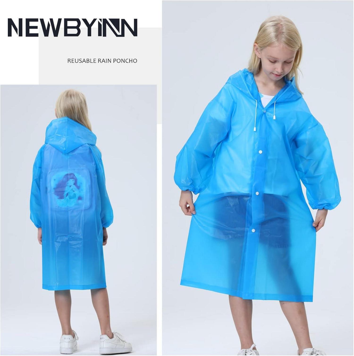 Regenponcho Kinder Wasserdicht Regencape 2er Set Blau Faltbar