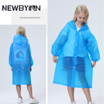 Regenponcho Kinder Wasserdicht Regencape 2er Set Blau Faltbar