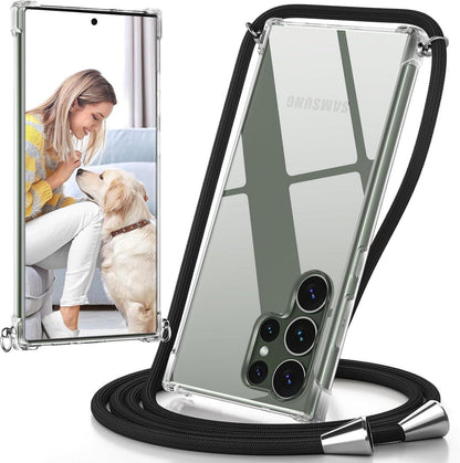 Handyhülle mit Band für Samsung Galaxy S23 Ultra Schwarz