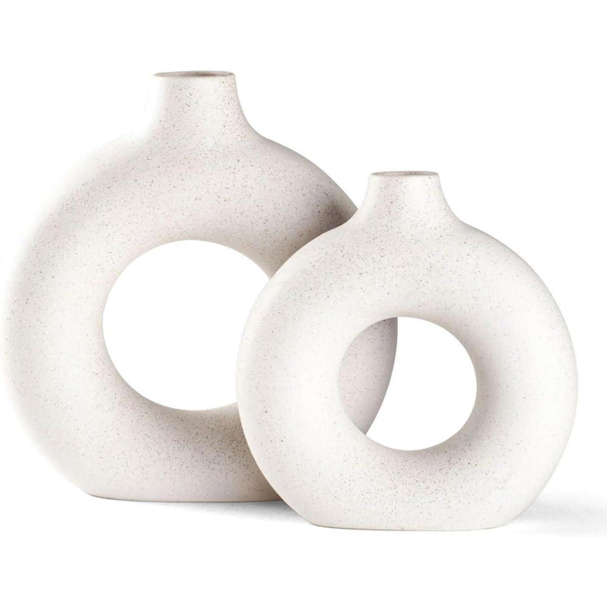 Donut Vase Beige Matt Keramik Set M+S | Moderne Wohnkultur