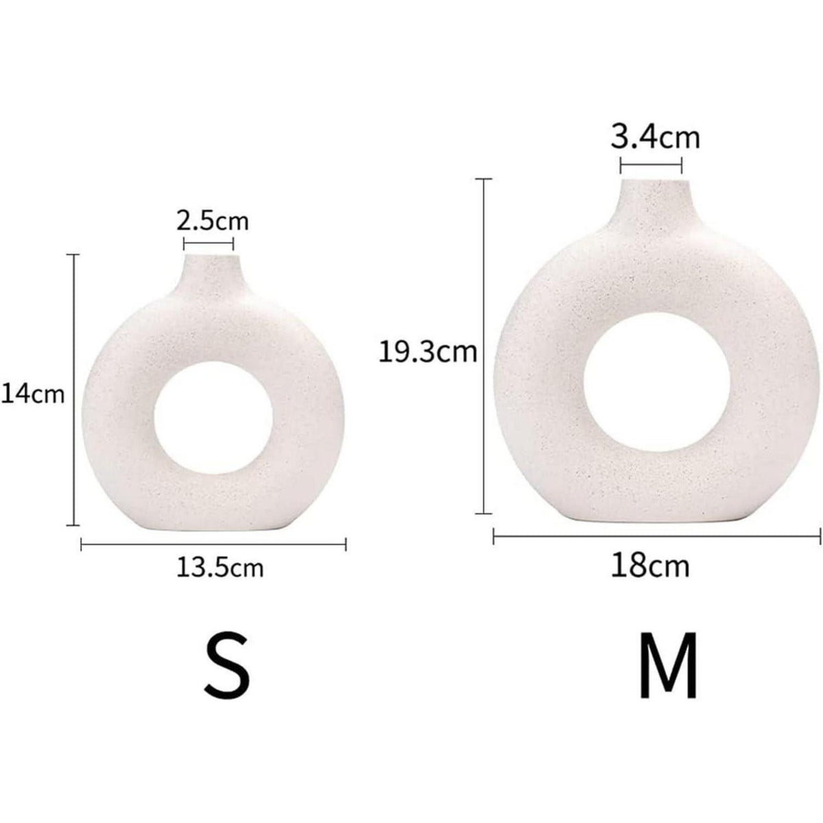 Donut Vase Beige Matt Keramik Set M+S | Moderne Wohnkultur